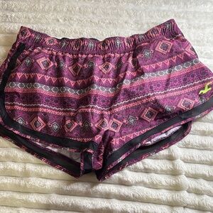 Hollister Pink and Black Patterned Shorts with Neon Logo